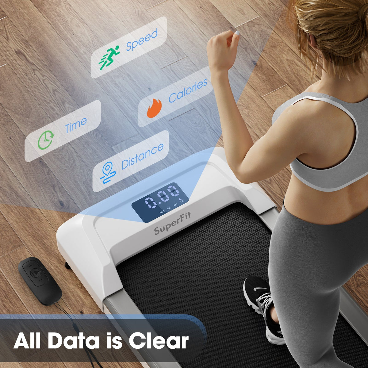 2.25 HP Walking Pad with LED Display and Remote Control - Reactivate Your Life