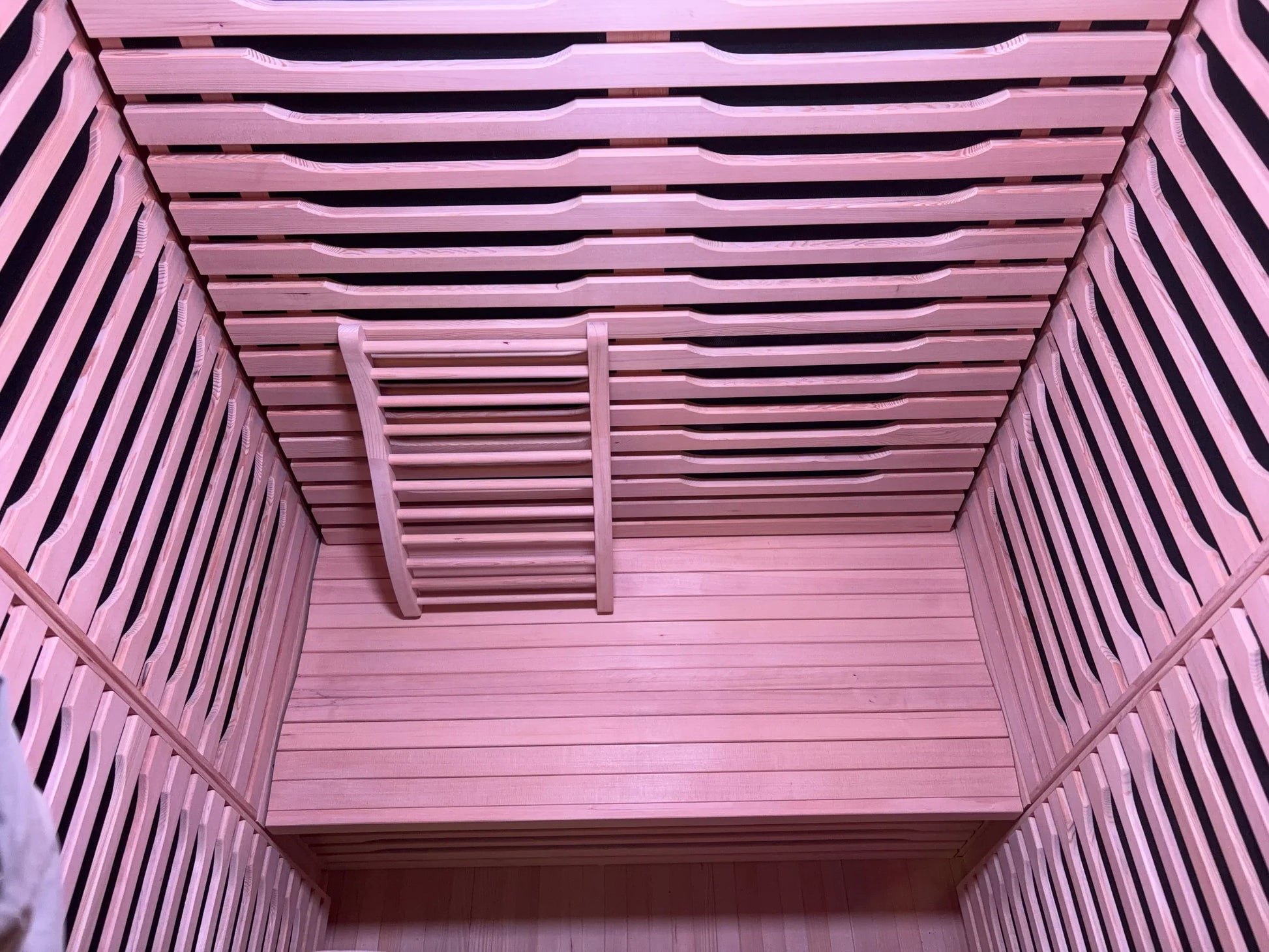 Blisspod wooden sauna interior wooden view