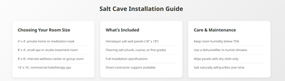 Himalayan Salt Room Kit, 4' x 4' Surface Area, 16 Sq feet