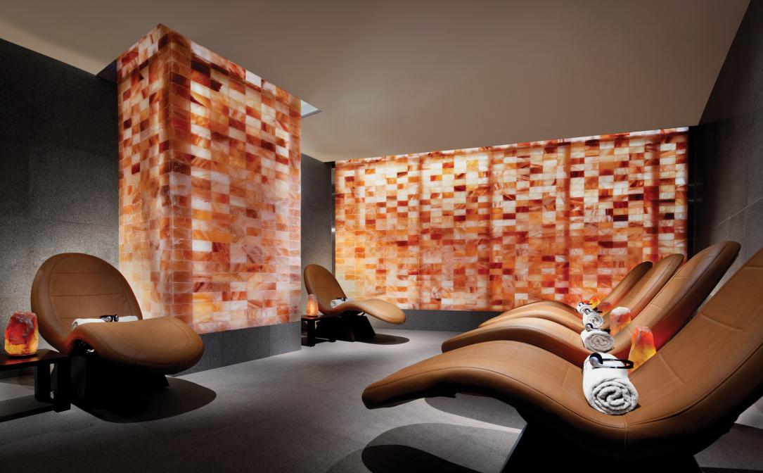 Modern lounge chairs in a salt therapy room