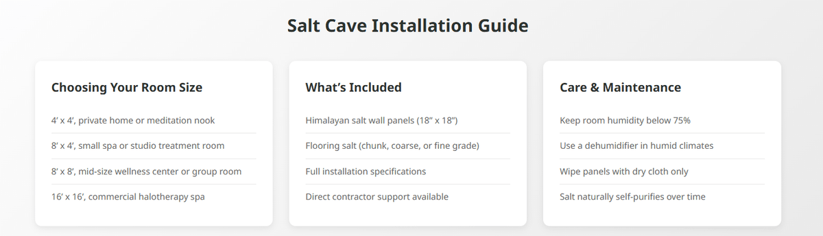 Himalayan Salt Room Kit, 8' x 8' Surface Area, 64 Sq feet - Reactivate Your Life