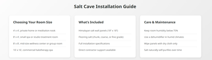 Himalayan Salt Room Kit, 8' x 8' Surface Area, 64 Sq feet - Reactivate Your Life