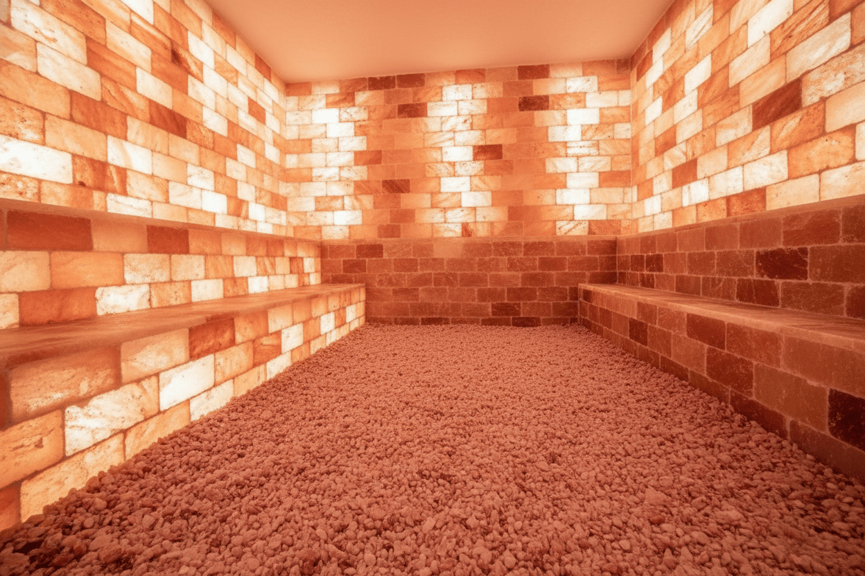 Salt room with brick walls and floor